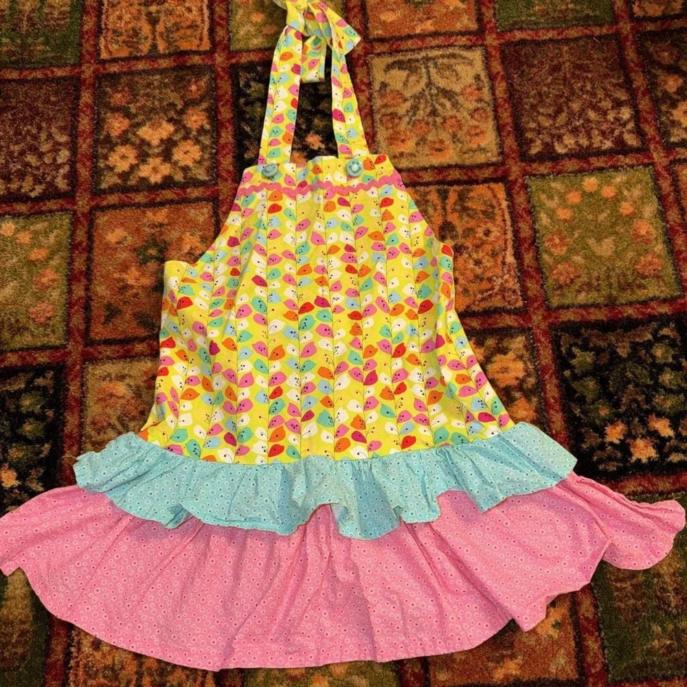 Girls Apron Smock Floral Ruffle Arts Crafts Baking Camp